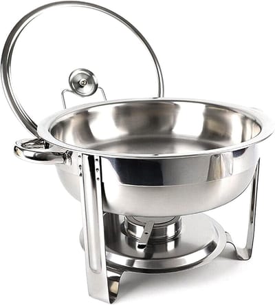 Schaal Buffet Set - Voedsel Warmer - Feestelijk Serveren - Met Brandstofhouder - 45 Liter Capaciteit - Zilverkleurig