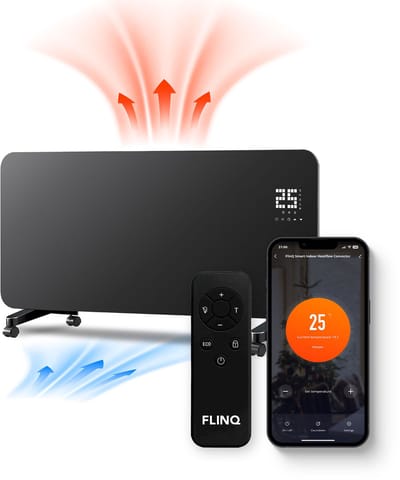 FlinQ Smart Convectorkachel HeatFlow - Elektrische Kachel met WiFi - Verwarming met Thermostaat - Geschikt voor de Badkamer - Ook als Wandkachel - Electrische Verwarmingspaneel met 2000W