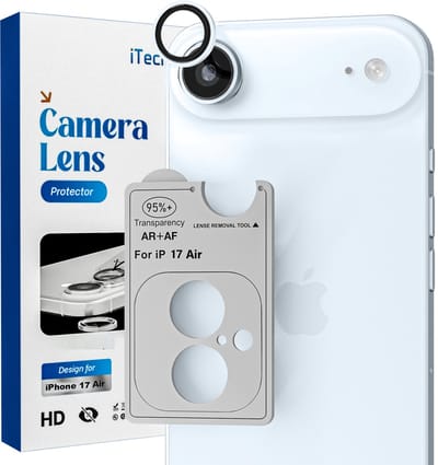 REOVO Camera Protector – Geschikt voor iPhone AIR - 0.05mm Slim Fit – Hemels Blauw -Titanium Frame – Anti-Kras & Schokbestendig