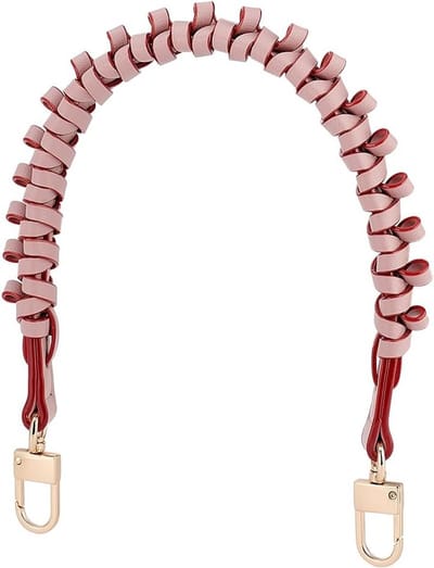 44.8cm Gevlochten Tasriem, Vervangende Handgreep voor PU Leren Tas met Korte Roze Strap en Gouden Hardware voor Schoudertas, Haak Tas