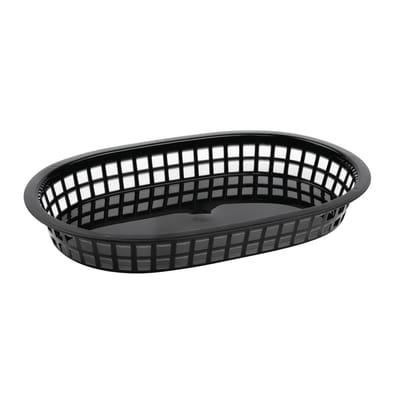 Olympia ovale polypropyleen voedselmandje zwart 40x275x175mm (6 stuks)