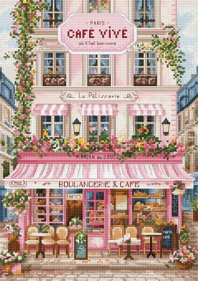 Borduurpakket LETI 9988 Sweet Parisian Street - Lieflijke Parijse Straat - Leti Stitch