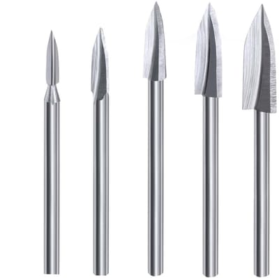 Gigicial Houtsnijgereedschap - Houtbewerkingsboor set - Precisiesnijden en -snijden - 5-delige set - Doe-het-zelf houtbewerking zilver