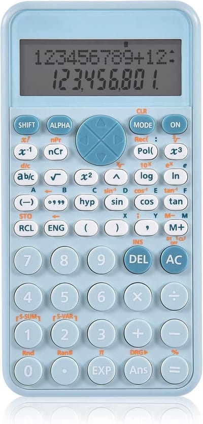 Rekenmachine - Computer - Wetenschappelijke rekenmachine - Tweeregelig display - Dun en draagbaar - Wiskundige rekenmachine van klasse A - Geschikt voor examens - Thuisgebruik - Zakelijk - Door de leraar goedgekeurd schoolcadeau - Schoolspullen - Bla