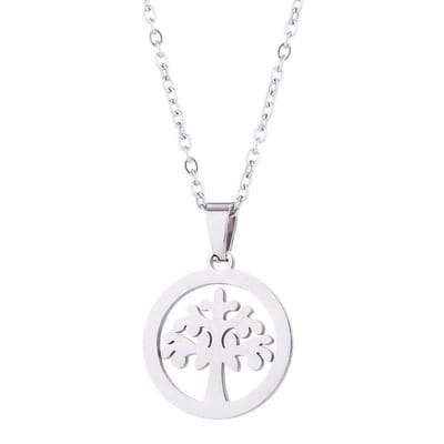 24/7 Jewelry Collection Levensboom Ketting - Cirkel - Zilverkleurig