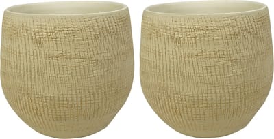 Ter Steege Plantenpot - Set van 2x stuks - moderne look - beige - 22 x 20 cm - bloempot