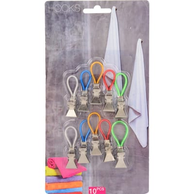 Handdoekknijpers Set 10 Stuks - Diverse Kleuren - Ideaal voor Badkamer en Keuken - Praktische Handdoekhouders