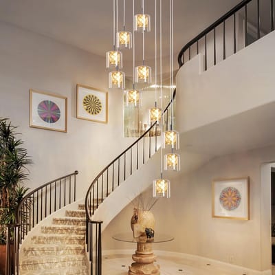 Glitzerlife - Hanglampen - 10xG9 - Hoogte verstelbaar - Modern design - Kristalglas materiaal - Ø44cm - Chroomkleurig - Hanglamp Trapgelege Eetkamer Woonkamer