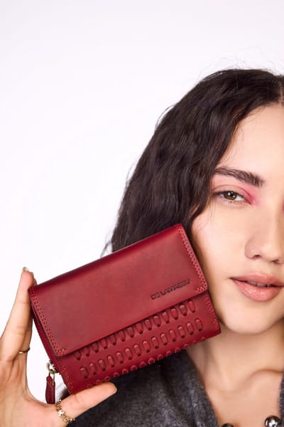DE LAMASSU® (Nova) damesportemonnee van premium echt leer met RFID-bescherming – handgevlochten portemonnee met 16 kaartvakken, muntvak & biljetvak – luxe leren portemonnee in vintage look