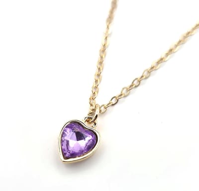 Ketting Meisje- Meisjesketting Hartje- Glitterketting meisje- Strass- Diamant- Paars- Goudkleurig- Ketting met hart- Kind- LiLaLove