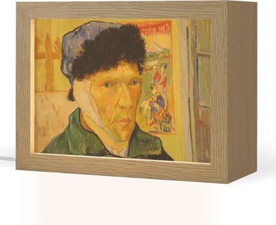 Tafellamp 20x15 cm - LED lamp - Zelfportret met verbonden oor - Vincent van Gogh - Decoratieve tafellampen - Dimbaar - Tafellampje slaapkamer - Woonkamer binnen