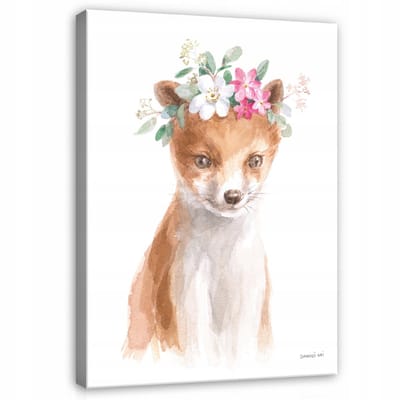 WALLARENA - Canvas schilderij - 100x70 cm - Schattige vos voor de kinderkamer