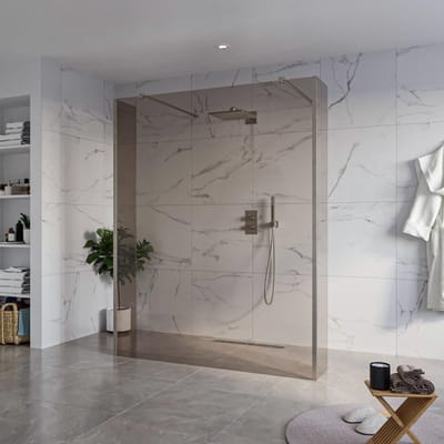 FugaFlow Eccelente Vetro Vrijstaande inloopdouche badkamer - 160x200cm - Rookglas - antikalk - 8mm veiligheidsglas - 2 zijwanden 30cm - met wandarmen en hoekprofielen - Gunmetal -