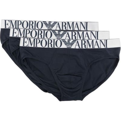 Emporio Armani Slip Triangle Brodé Logo Lettre Lot de 3 Sous-vêtements Homme Bleu Marine 111734-4R726-40035 S white
