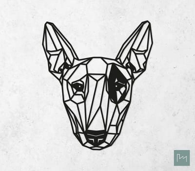 Laserfabrique Wanddecoratie - Geometrische Hond Bull Terriër - Medium - Zwart - Geometrische dieren en vormen - Houten dieren - Muurdecoratie - Line art - Wall art