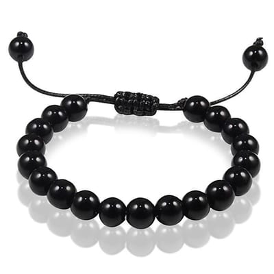 Verstelbare kralen armband Memphis Zwart Onyx 8mm