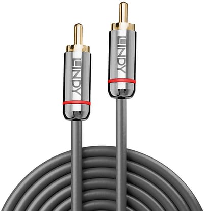 Lindy Cromo Line Digitale Coaxiale Audiokabel - RCA naar RCA - 2 Meter - Vergulde Connectoren - Antraciet