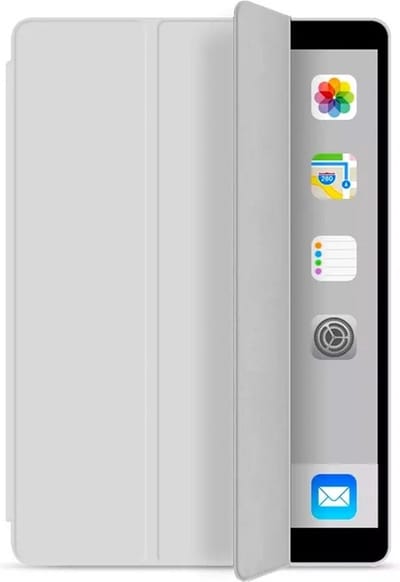 Flexibele Tri-folio hoes geschikt voor iPad 9.7 2018 - 9.7 2017 - Air 2 - Air 1 - 5 - 6 - Siliconen - TriFolio - Smartcover hoesje geschikt voor iPad 9.7 inch | geschikt voor iPad Air hoesje grijs