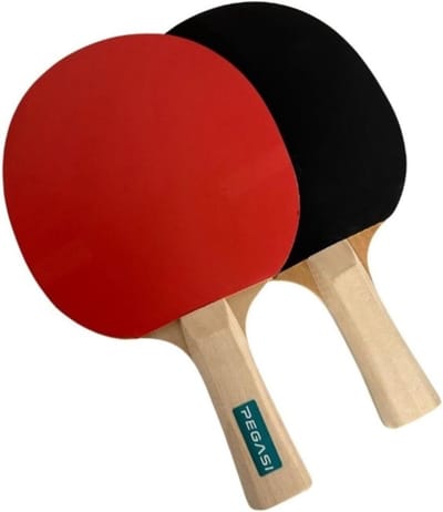 Tafeltennisbatje 2 Ster - Pingpongbat Hobby - Recreatief Spelen - Goede Controle - 1cm Hoog - Rood Zwart