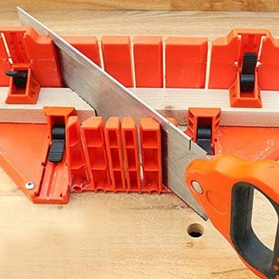 Plastic zaagbox met klem, 35 cm voor 0°, 22,5°, 45° en 90° hoeken, ideaal voor precisie snijden en houtbewerking