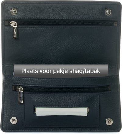 LeonDesign - Tabak etui - 100% leer - Donkerblauw - Handgemaakte Shag etui