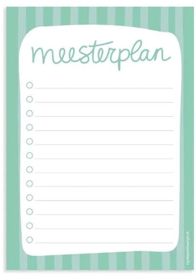 Notitieblok Meesterplan A6 – 50 vel – Cadeau voor Meester – Bedankje Schooljaar