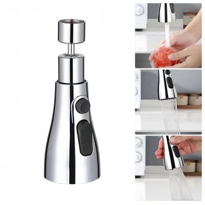 1 stuk -Kraan opzetstuk - 360 graden draaien -Keuken Tap G1/2- 3 standen - Waterbesparend -Flexibele kraankop - Verlengstuk - Kraanonderdelen - Roterende kraanslang- Standaard 55/64 inch binnendraad - Drie snelheden slanke uitloop - Zilver