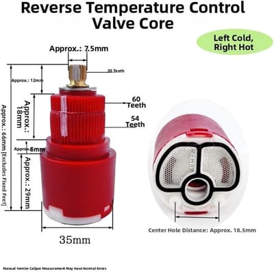 Thermostatische Klepkern - Kraan Cartridge - Waterregeling - Nauwkeurige Temperatuur - 35mm - Zoals Afgebeeld