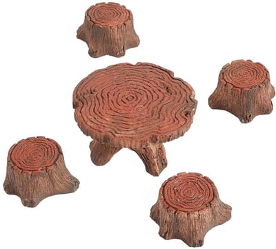 Miniatuur Tuinmeubel Set - 5 Stuks Fairy Garden Tafel en Stoelen - Hars en Micro Craft Decor