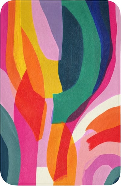 WC mat 40x60 cm - Antislip - Vormen - Golvend - Abstract - Felroze - Toiletmat - Vloermat - Douchemat - Toilet tapijt - Toiletmatten