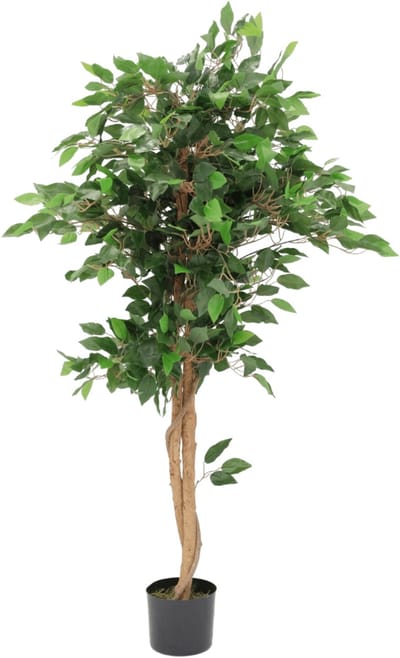 Ficus Kunstboom 130cm | Ficus Kunstboom met stam | Ficus Kunstboom voor Binnen | Ficus Kunstboom Groen met stam
