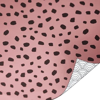 2 Kleine rollen Cadeaupapier 30x200 cm - 101 Dots roze - Ocean Waves