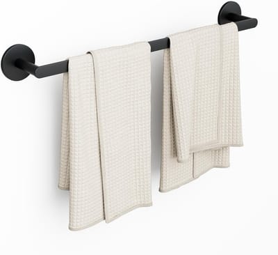 CECIPA Max -Handdoekrek dubbel 60 cm - Zonder boren - Boren of lijmen - Handdoekhouder - RVS - Handdoekstang - Badkamer Rek voor Handdoeken - Zwart