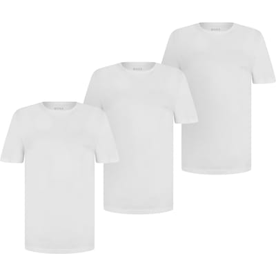 Boss Heren-T-shirt met geborduurd logo en ronde hals (set van 3) (Wit)