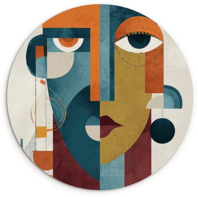 WallCircle® Wandcirkel 120x120 cm - Muurcirkel Geometrisch - Strakke vormen - Kleurrijk - Muurdecoratie woonkamer - Wanddecoratie slaapkamer - Kamer decoratie accessoires - Ronde schilderijen XXL