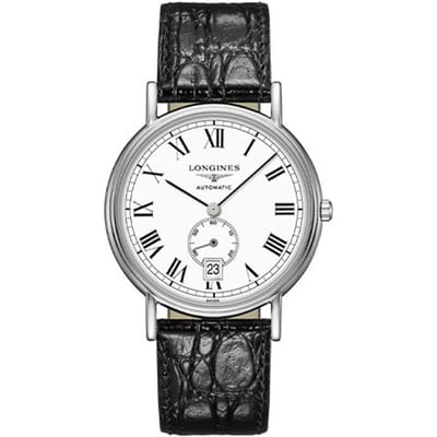 Longines Mode Serie Mechanisch Uurwerk Elegant Veelzijdig Horloge Heren horloges Wit Staal Leer L4.904.4.11.2 White Dial gray