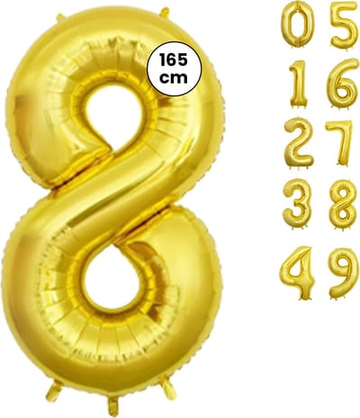 Fienosa Cijfer Ballonnen nummer 8 - Goud - 165 cm - Helium Ballon - Verjaardag ballon - Verjaardag versiering - Leeftijd verjaardag - Verjaardagsballon - Verjaardag