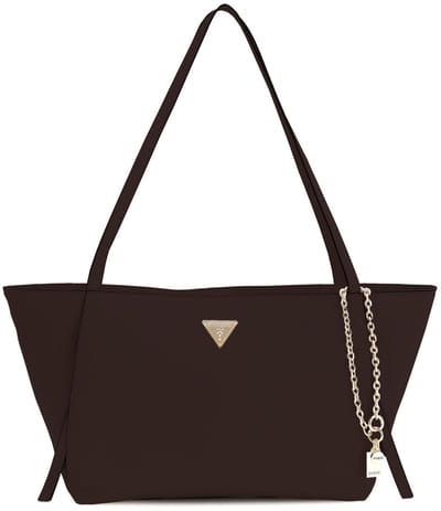 GUESS schoudertas Devon 3 Compartment Tote Brown donkerbruin