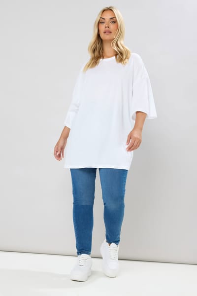 Yours Oversized Tshirt Van Katoen In Wit Size 42