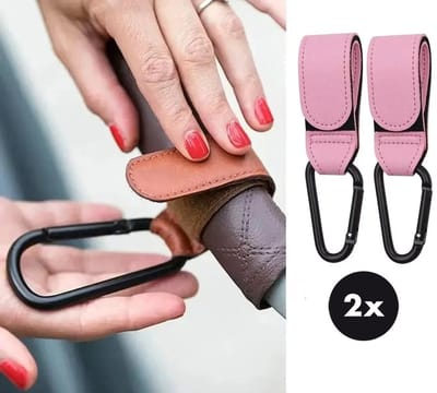 Actie4you® - Tassenhaak Kinderwagen - Buggy Haakjes - Babywagen - Haakjes voor tassen – Klittenband Haak – Verstelbare Haak - Set van 2 – Roze