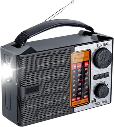 Noodradio Zaklamp - Weerradio Ontvanger - Veiligheid Buiten - Zonne- en Type-C Laden - Compact Formaat - Zwart