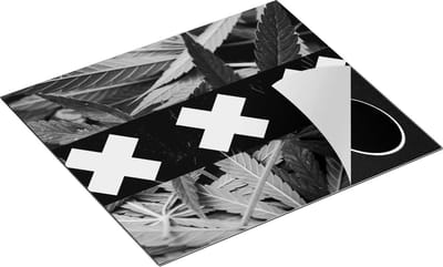Chefcare Inductie Beschermer Amsterdamse Vlag met Cannabis Achtergrond - Zwart Wit - 60x50 cm - Afdekplaat Inductie - Kookplaat Beschermer - Inductie Mat