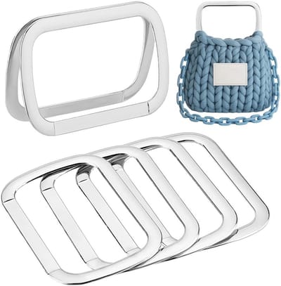 6 Stuks Rectangulaire Tas Handgrepen - Vervangende Metaal Handvatten voor Handtassen, Schoudertassen en Shopper Bags - 9.5 x 6 cm Zilver