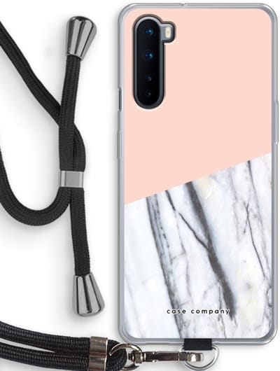 Case Company® - Hoesje met koord geschikt voor OnePlus Nord hoesje met Koord - A touch of peach - Telefoonhoesje met Zwart Koord - Bescherming aan alle Kanten en Over de Schermrand