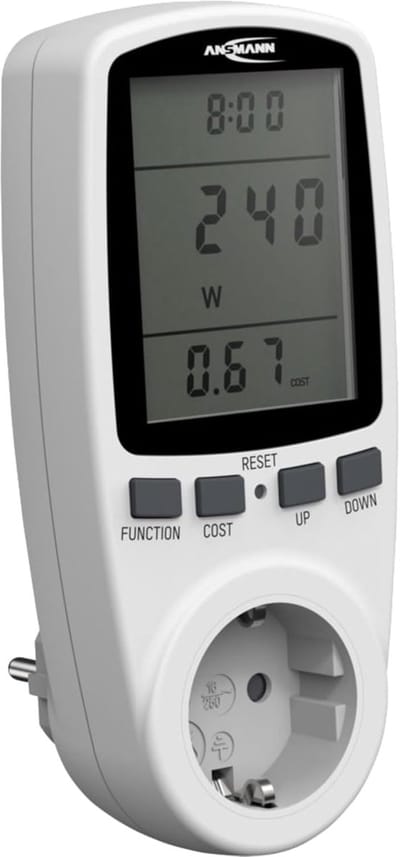 Digitale energiekostenmeter voor energieverbruik tot 3680 W met geheugenfunctie