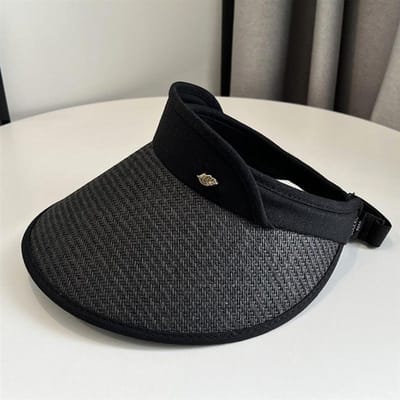 Zomer Grote Rand Raffia Strik Handgeweven Zee Strand Hoed Zon Bescherming Gezicht Zon Bescherming Stro Hoed one size black