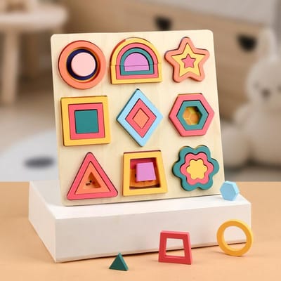 Puzzle Tableau Cognitif Formes Géométriques Montessori Blocs d'Appariement de Formes en Bois Aide à l'Enseignement des Mathématiques Jouets Éducatifs Pour Enfants