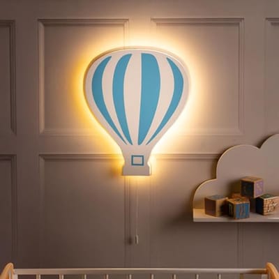 Houten Heet Luchtballon LED Nachtlamp voor Kinderen - Wandlamp met Warm Licht voor Kinderkamer