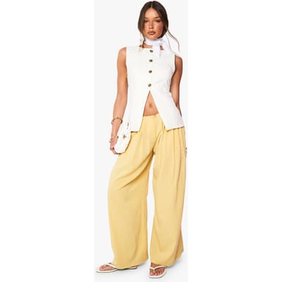boohoo Dames Linnen Look Palazzo Broeken | Ochre | Maat: 6