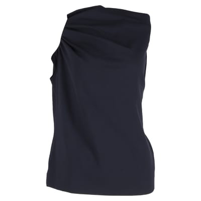 Escada gedrapeerde top van marineblauwe zijde